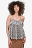 Isabel Marant Cream & Purple Ruffle Tank Top Size 38