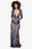 For Love of Lemons Brown/Blue Mesh Cutout Dress Size M