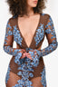 For Love of Lemons Brown/Blue Mesh Cutout Dress Size M