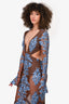 For Love of Lemons Brown/Blue Mesh Cutout Dress Size M