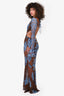 For Love of Lemons Brown/Blue Mesh Cutout Dress Size M