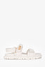 Christian Dior White Leather Gold Logo Chunky Sandals Size 38.5