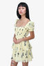 Self-Portrait Yellow Floral Pleated Mini Dress Size 2