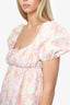 For Love & Lemons Pink Floral Puff Sleeve Mini Dress Size XS