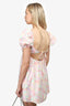 For Love & Lemons Pink Floral Puff Sleeve Mini Dress Size XS