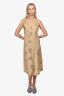 Horses Atelier Beige/Blue Floral Silk Midi Dress Size 2