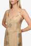Horses Atelier Beige/Blue Floral Silk Midi Dress Size 2