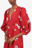 Horses Atelier Red Floral Silk 'Paz' Midi Dress Size 2