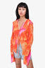 Rat & Boa Orange & Pink Sheer Ruffle Detail Top Size S