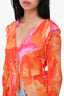 Rat & Boa Orange & Pink Sheer Ruffle Detail Top Size S
