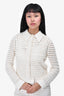 St. John Cream Crochet Knit Button Down Cardigan Size 2