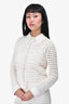 St. John Cream Crochet Knit Button Down Cardigan Size 2