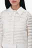 St. John Cream Crochet Knit Button Down Cardigan Size 2