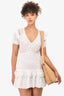 LoveShackFancy White Cotton Eyelet Ruched Mini Dress Size XS