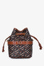 Versace Brown Coated Canvas La Greca Mini Bucket Bag