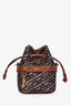 Versace Brown Coated Canvas La Greca Mini Bucket Bag