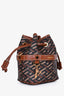Versace Brown Coated Canvas La Greca Mini Bucket Bag