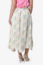 Ganni Yellow Floral Printed Asymmetrical Midi Skirt Size 34