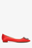 Manolo Blahnik Red Satin Hangisi Flats Size 36.5