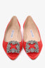 Manolo Blahnik Red Satin Hangisi Flats Size 36.5