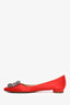Manolo Blahnik Red Satin Hangisi Flats Size 36.5
