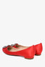 Manolo Blahnik Red Satin Hangisi Flats Size 36.5