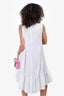 Red Valentino White Tie Back Mock Neck Ruffle Hem Dress Size 38
