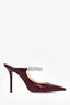 Jimmy Choo Burgundy Red Leather Croc Embossed Crystal Mules Size 36.5
