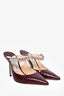 Jimmy Choo Burgundy Red Leather Croc Embossed Crystal Mules Size 36.5