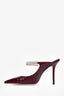 Jimmy Choo Burgundy Red Leather Croc Embossed Crystal Mules Size 36.5