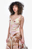 Roberto Cavalli Pink/Brown Silk Sleeveless Midi Dress Size XS