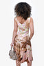 Roberto Cavalli Pink/Brown Silk Sleeveless Midi Dress Size XS