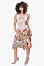 Roberto Cavalli Pink/Brown Silk Sleeveless Midi Dress Size XS