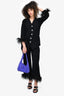 Sleeper Black Detachable Feathers Pyjama Top + Bottoms Set Size XS