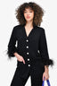 Sleeper Black Detachable Feathers Pyjama Top + Bottoms Set Size XS
