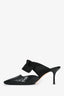 The Row Black Snakeskin Satin Bow Mules Size 36.5