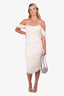 House of CB Cream Ruched Midi Dress Size M