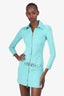 Jitrois Blue Lambskin Long Sleeve Zip-Up Dress Size 34