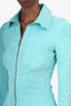 Jitrois Blue Lambskin Long Sleeve Zip-Up Dress Size 34