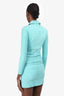 Jitrois Blue Lambskin Long Sleeve Zip-Up Dress Size 34