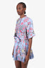 Hemant & Nandita Blue/Pink Floral Belted Mini Dress Size M