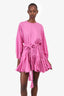 Rhode Pink Cotton Long Sleeve 'Ella' Mini Dress With Rope Belt Size S