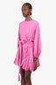 Rhode Pink Cotton Long Sleeve 'Ella' Mini Dress With Rope Belt Size S