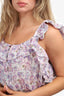 LoveShackFancy Purple Floral Cotton Ruffled Mini Dress Size M