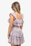LoveShackFancy Purple Floral Cotton Ruffled Mini Dress Size M