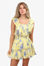 LoveShackFancy Yellow Floral Cotton/Silk Ruffled Mini Dress Size S