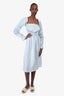 Sleeper Blue/White Gingham Linen Long Sleeve Midi Dress Size S