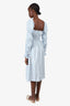 Sleeper Blue/White Gingham Linen Long Sleeve Midi Dress Size S