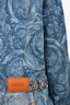 Versace Blue Denim Floral Printed Jacket Size 46