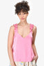Cami NYC Pink Silk Ruffle Sleeve V-Neck Top Size S